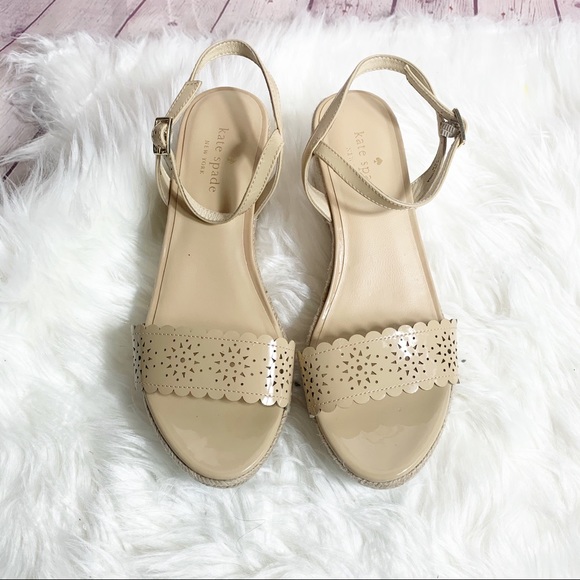 Kate Spade Mennie Ankle Strap Wedges Size 7.5 - Picture 2 of 7